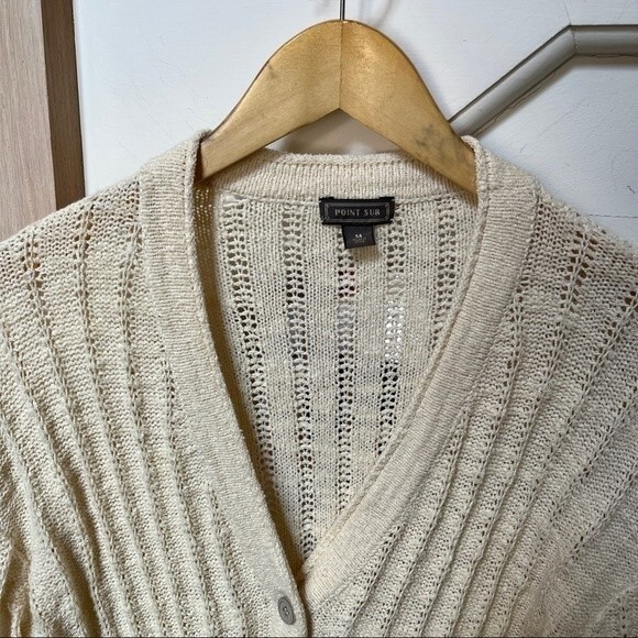 J.CREW Point Sur Textured V-neck Cardigan In Natural XS - Picture 6 of 12